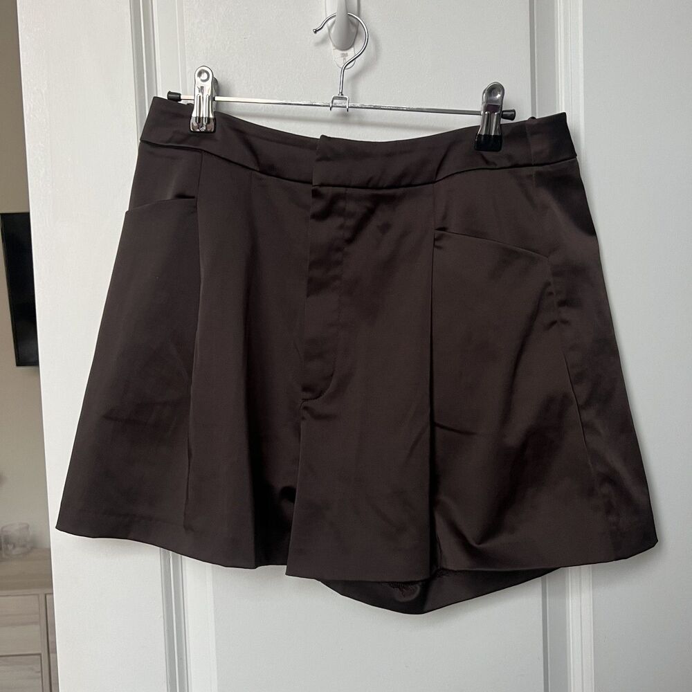 Zara Satin Effect Chocolate Brown Shorts